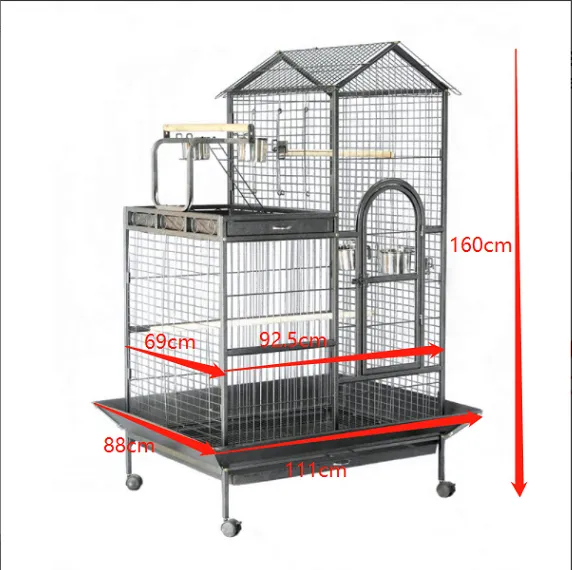 160cm XL Bird Cage | Pet Parrot Aviary With Budgie Perch and Castor Wheels