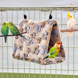 2 Pack Bird Nest Plush Snuggle Bird Hammock Hanging Bird Cave Parrot Sleeping Bed Shed Hut Hanging Tent for Budgies Finch Parakeet Cockatiel Cockatoo Lovebird-Foot Pattern (Brown&White)