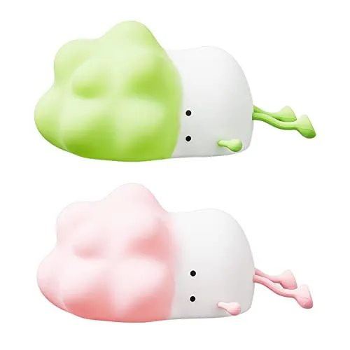 2 PCS Lying Cabbage Night Light, Dimmable Squishy Nightlight, Rechargeable Silicone Nursery Lamp Cute Lamp with Touch Sensor Lights for Girls Bedroom Living Room Kawaii Decor