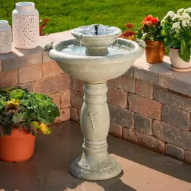 2-Tier Solar Fountain  Bird Bath- Country Gardens