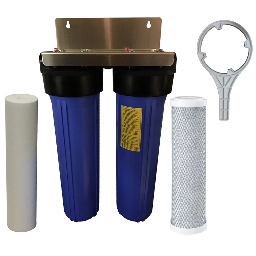 20"x2.5"BB Blue Slim Water Filter Cartridges | Particle   Coconut Carbon Filters
