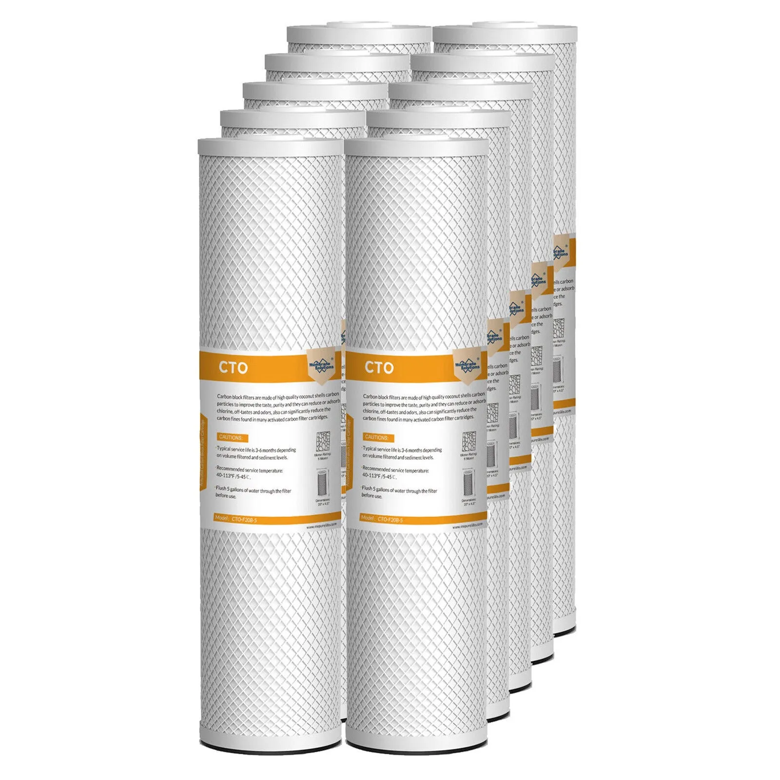 20"x4.5" 5 Micron CTO Carbon Block Water Filter Whole House Cartridges