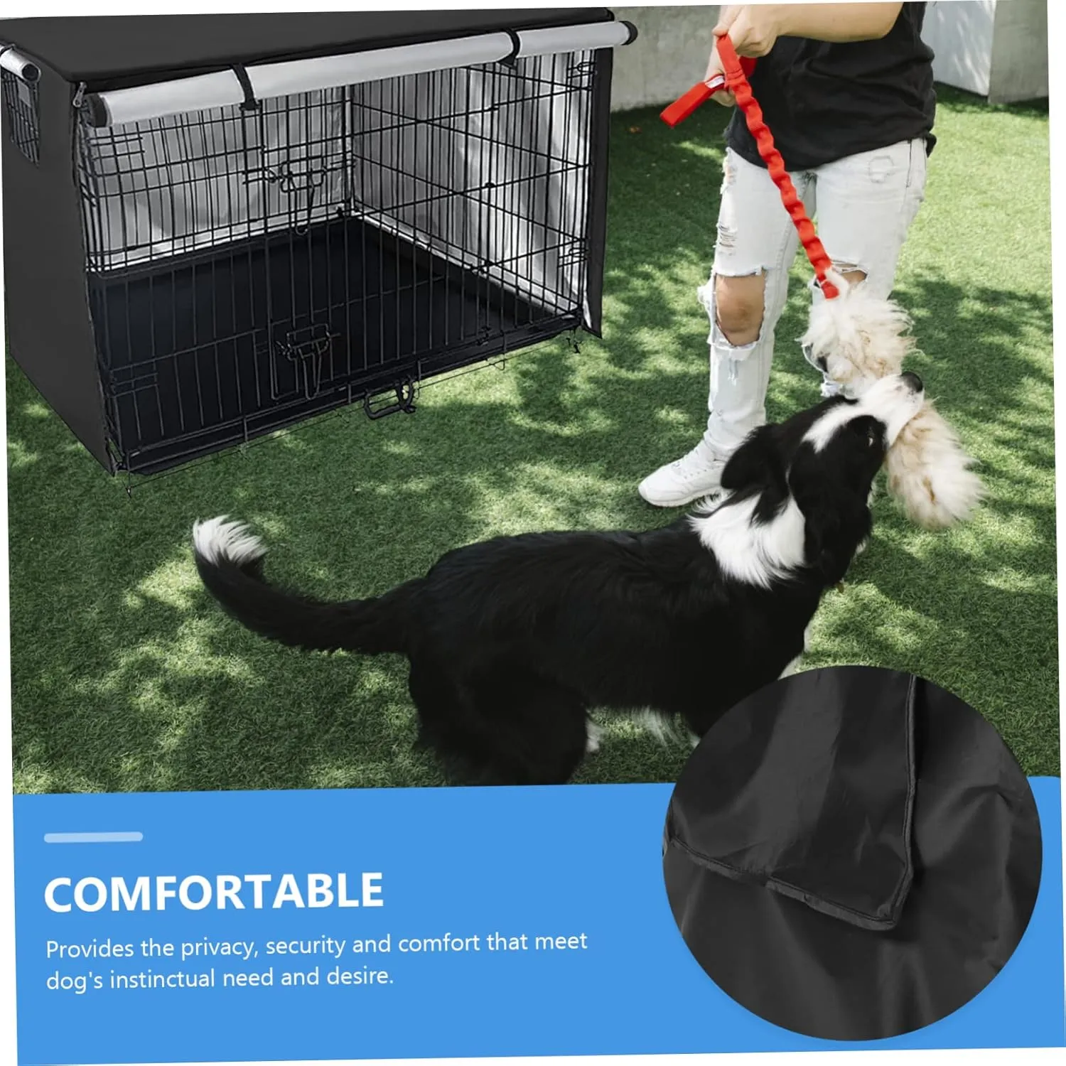 2pcs Heavy Duty Oxford Dog Crate Cover Rainproof Sun-Resistant Privacy Canopy for Pet Crates for Dogs