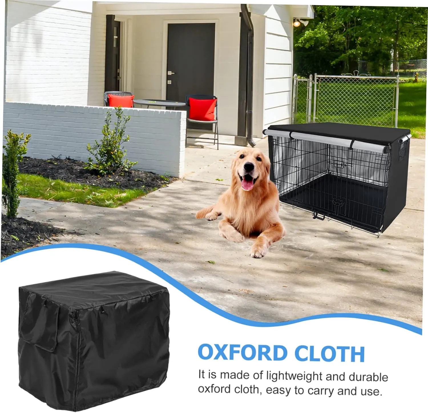 2pcs Heavy Duty Oxford Dog Crate Cover Rainproof Sun-Resistant Privacy Canopy for Pet Crates for Dogs