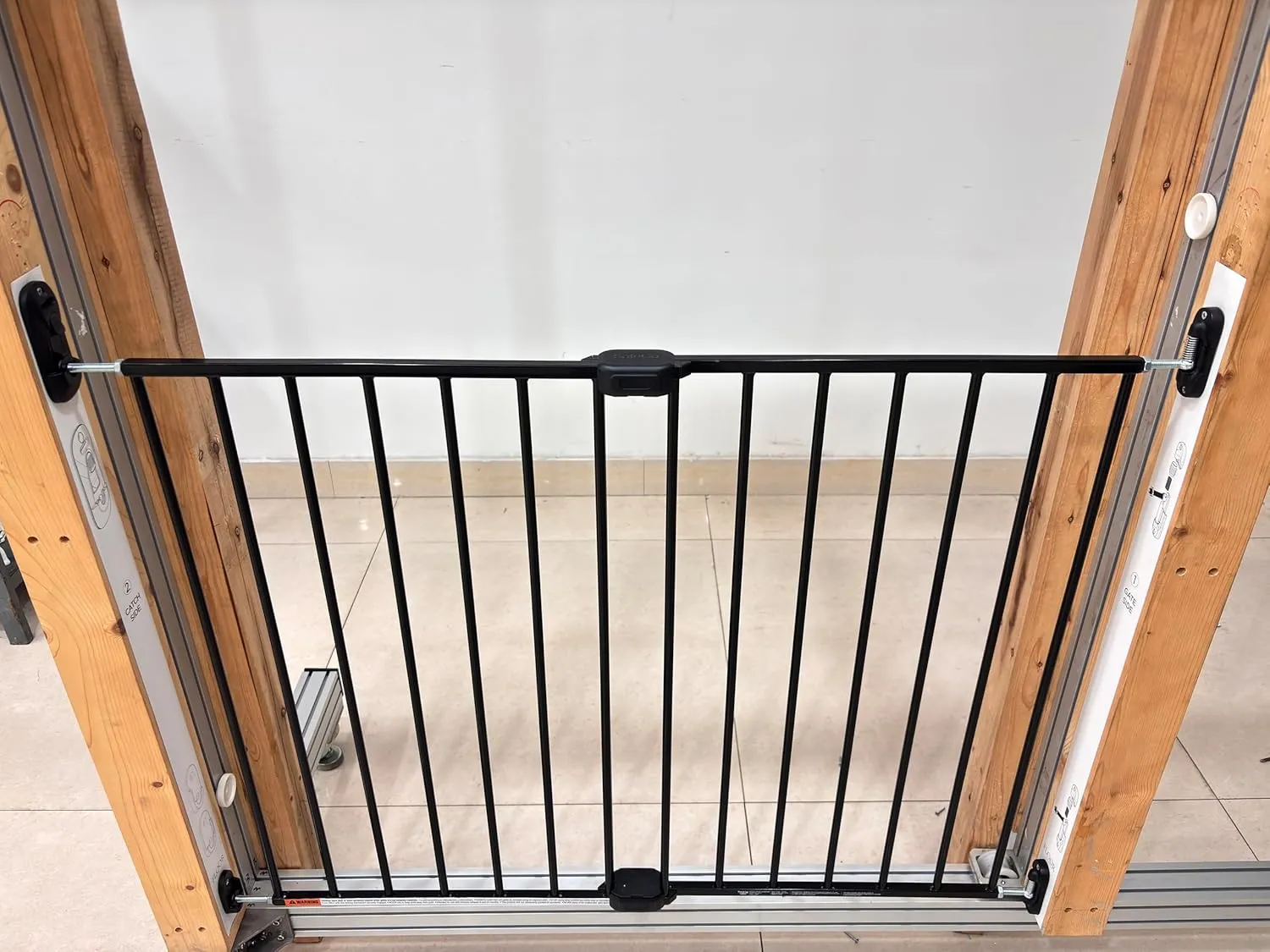 Adjustable Baby Safety Swing Gate, Hardware-Mounted Metal Gate for Stairs and Doorways, Secure Latch for Kids and Pets (Black, 24"-40.5" W x 28.75" H)