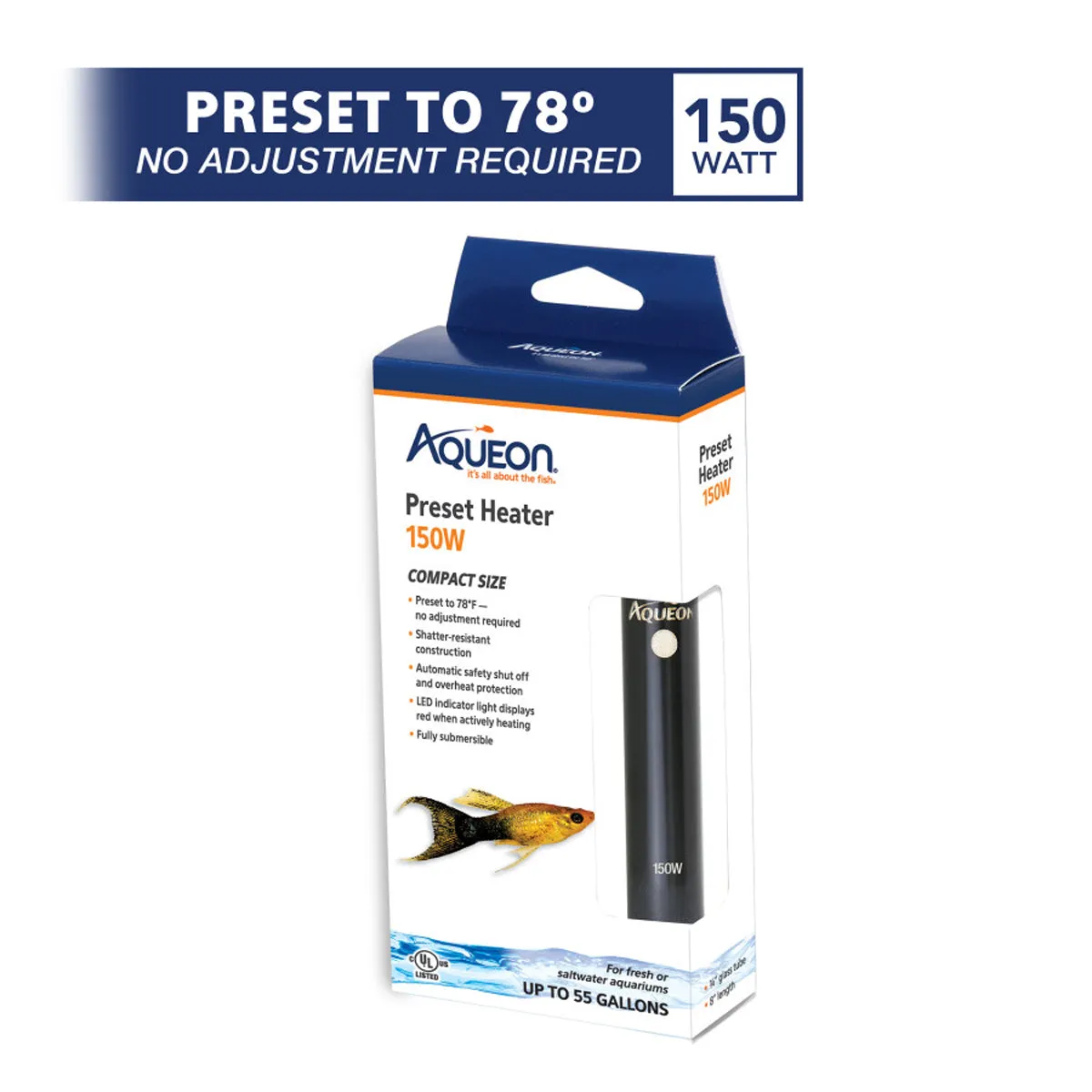 Aqueon Preset Aquarium Heater 150 Watts
