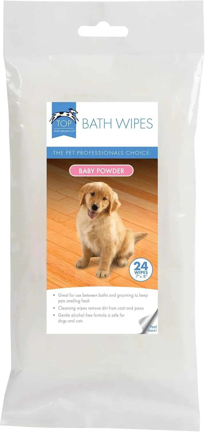 Bath Wipes for Dogs and Cats Fresh Scent or Baby Powder Aromas Choose Quantity (3 Packs Baby Powder)
