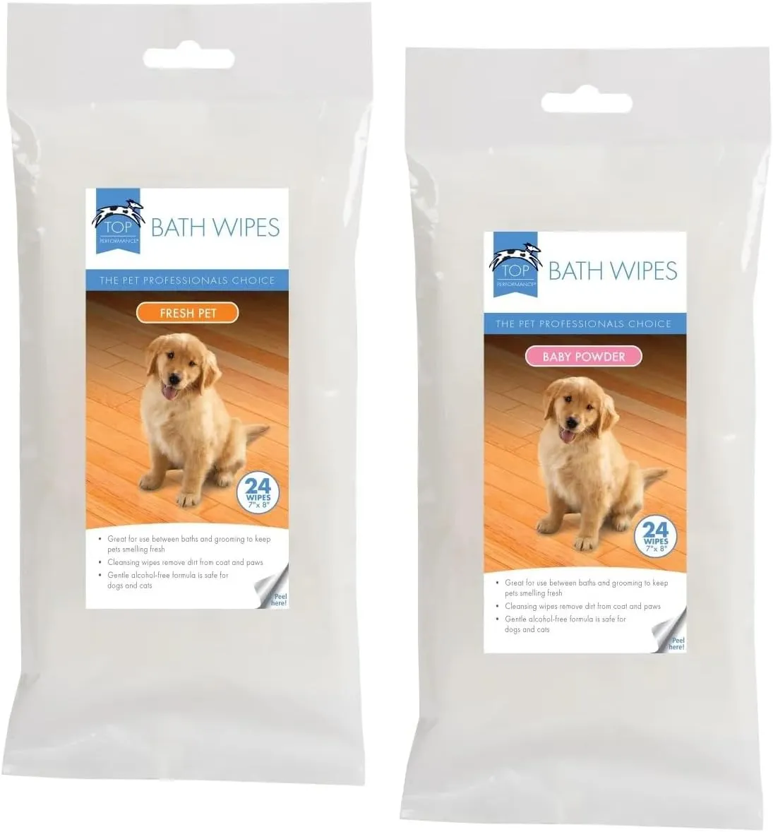 Bath Wipes for Dogs and Cats Fresh Scent or Baby Powder Aromas Choose Quantity (3 Packs Baby Powder)
