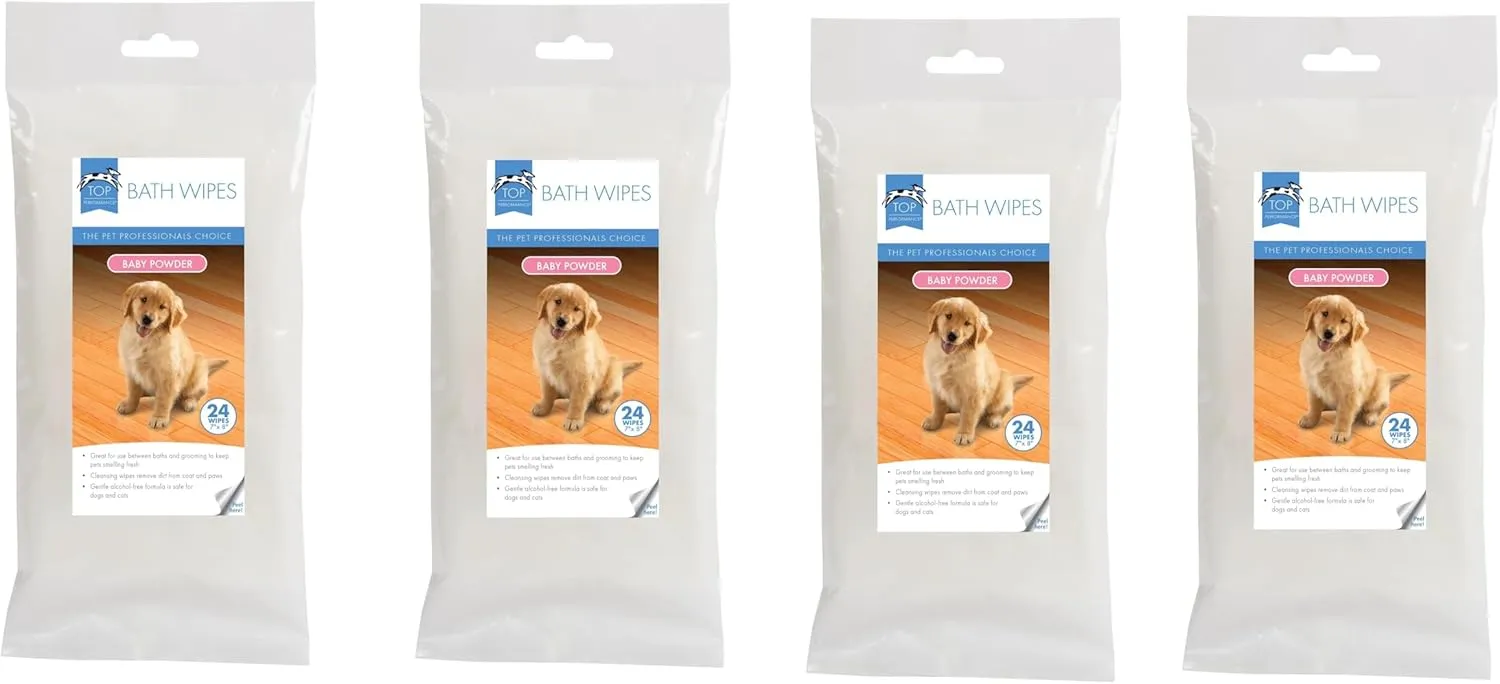 Bath Wipes for Dogs and Cats Fresh Scent or Baby Powder Aromas Choose Quantity (3 Packs Baby Powder)