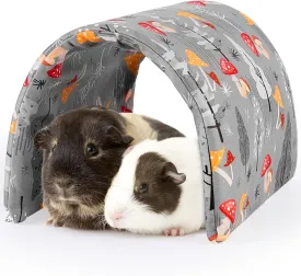 Bienbee Guinea Pig Tunnel, Guinea Pig Hideout, Washable Rabbit Tunnel and Bunny House, Rabbit Toys in Cages for Guinea Pig Bunny Rabbit Small Animal Gray Mushroom