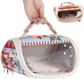 Bird Carrier Bag Small Pet Portable Breathable Outgoing Bag for Parrot Budgie Parakeet Cockatiel Conure Lovebird Finch Canary Amazon Hamster Mice Rat Chinchilla Guinea Pig Squirrel (Pink Ethnic)