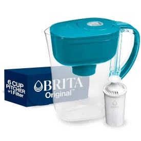 Brita Metro Water Filter Pitcher with Smartlight Filter Change Indicator, Bpa-Free, Replaces 1,800 Plastic Water Bottles a Year, Lasts Two Months, Includes 1 Filter, Small - 6-Cup Capacity, Turquoise