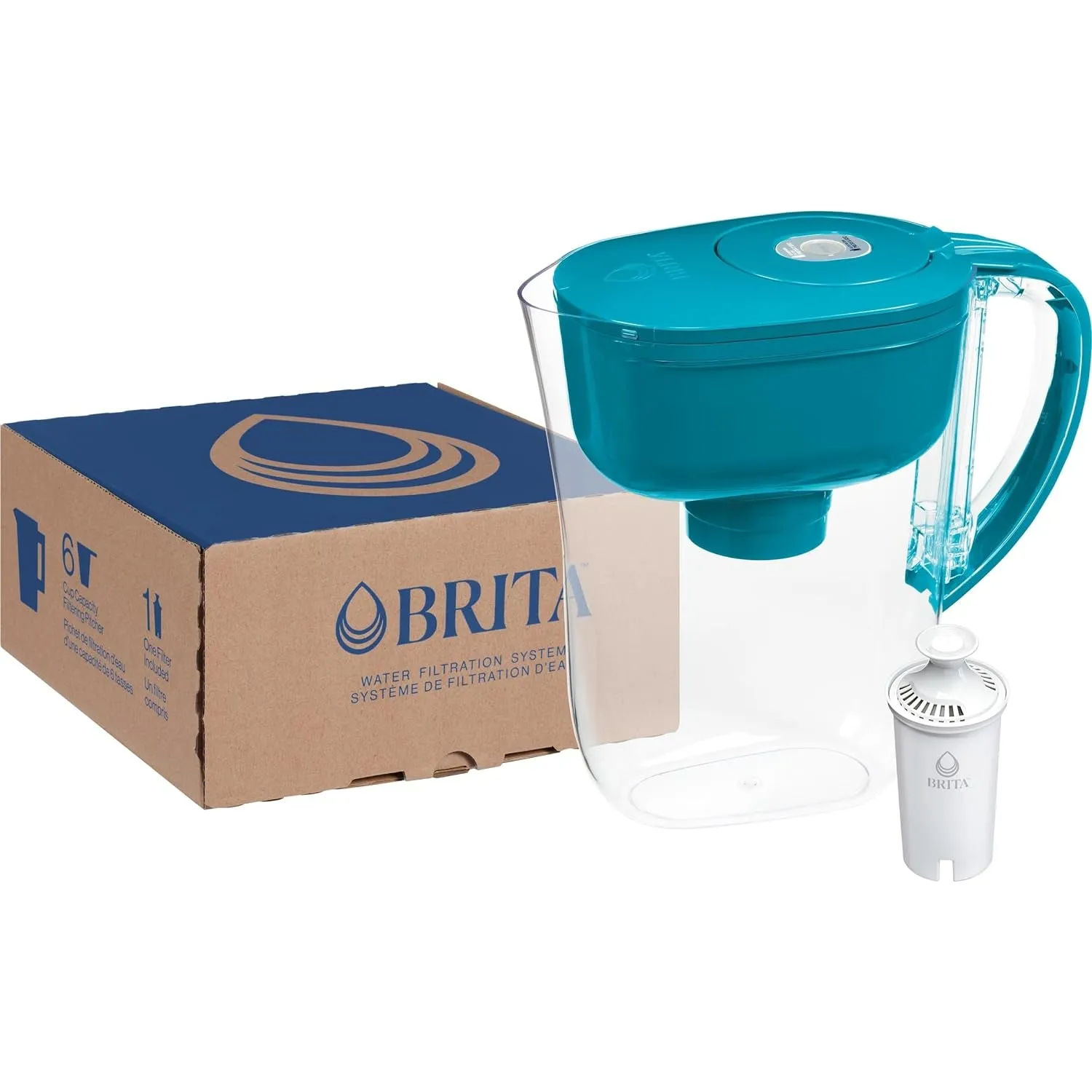 Brita Metro Water Filter Pitcher with Smartlight Filter Change Indicator, Bpa-Free, Replaces 1,800 Plastic Water Bottles a Year, Lasts Two Months, Includes 1 Filter, Small - 6-Cup Capacity, Turquoise