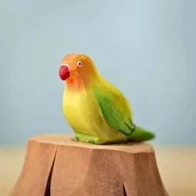 BumbuToys Wooden Birds - Lovebird - Green & Yellow