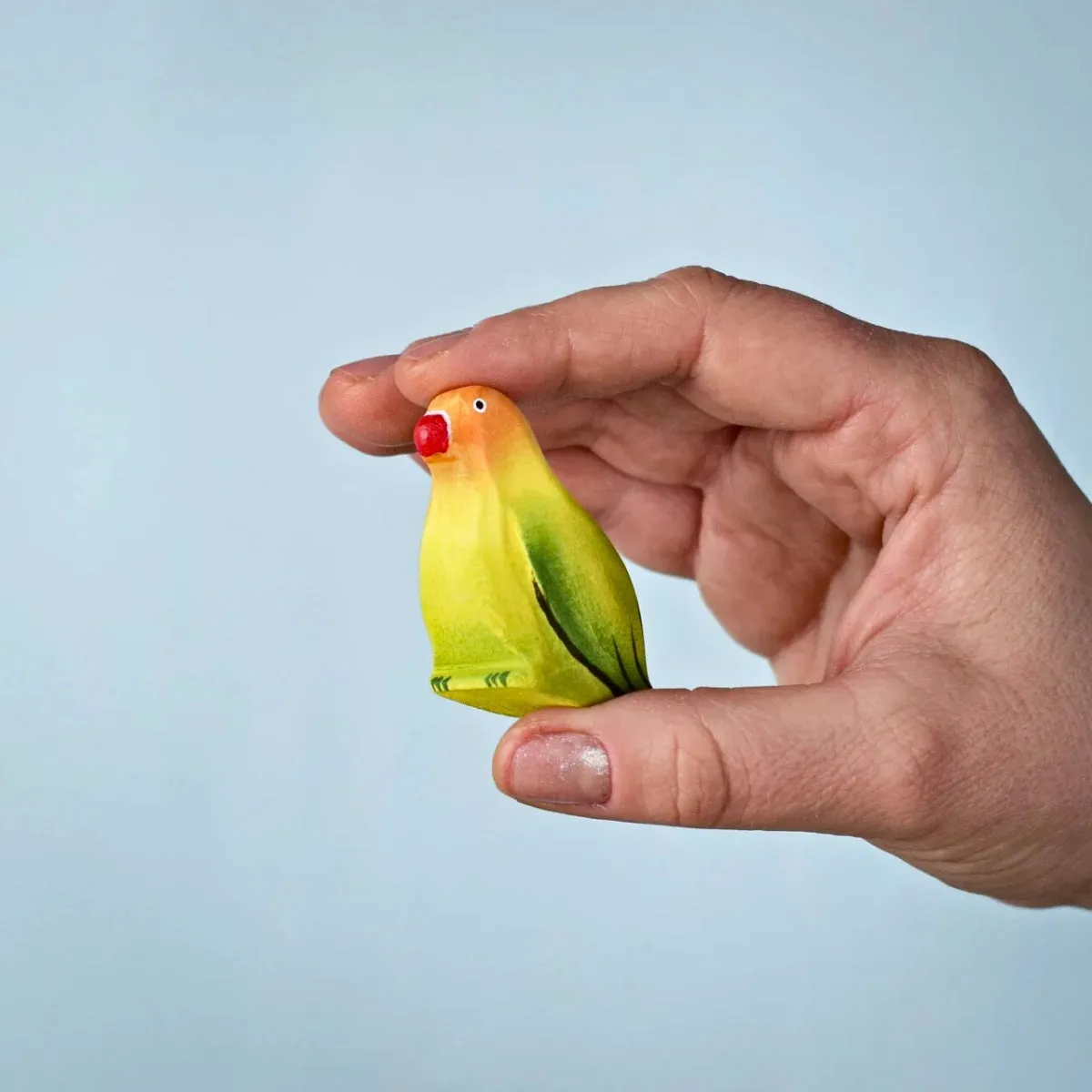 BumbuToys Wooden Birds - Lovebird - Green & Yellow