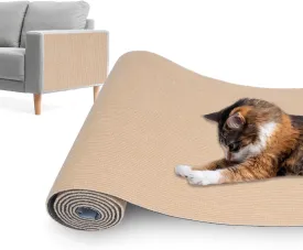 Cat Scratching Mat,Cat Scratch Furniture Protector, Trimmable Self-Adhesive Couch Protector,Carpet Replacement for Tree Shelves, Sofa and Scratching Post (78.7"x15.8",Khaki)