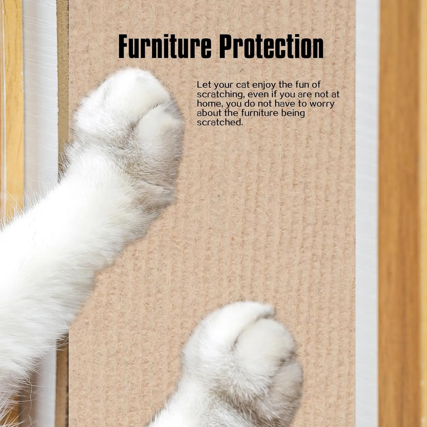 Cat Scratching Mat,Cat Scratch Furniture Protector, Trimmable Self-Adhesive Couch Protector,Carpet Replacement for Tree Shelves, Sofa and Scratching Post (78.7"x15.8",Khaki)