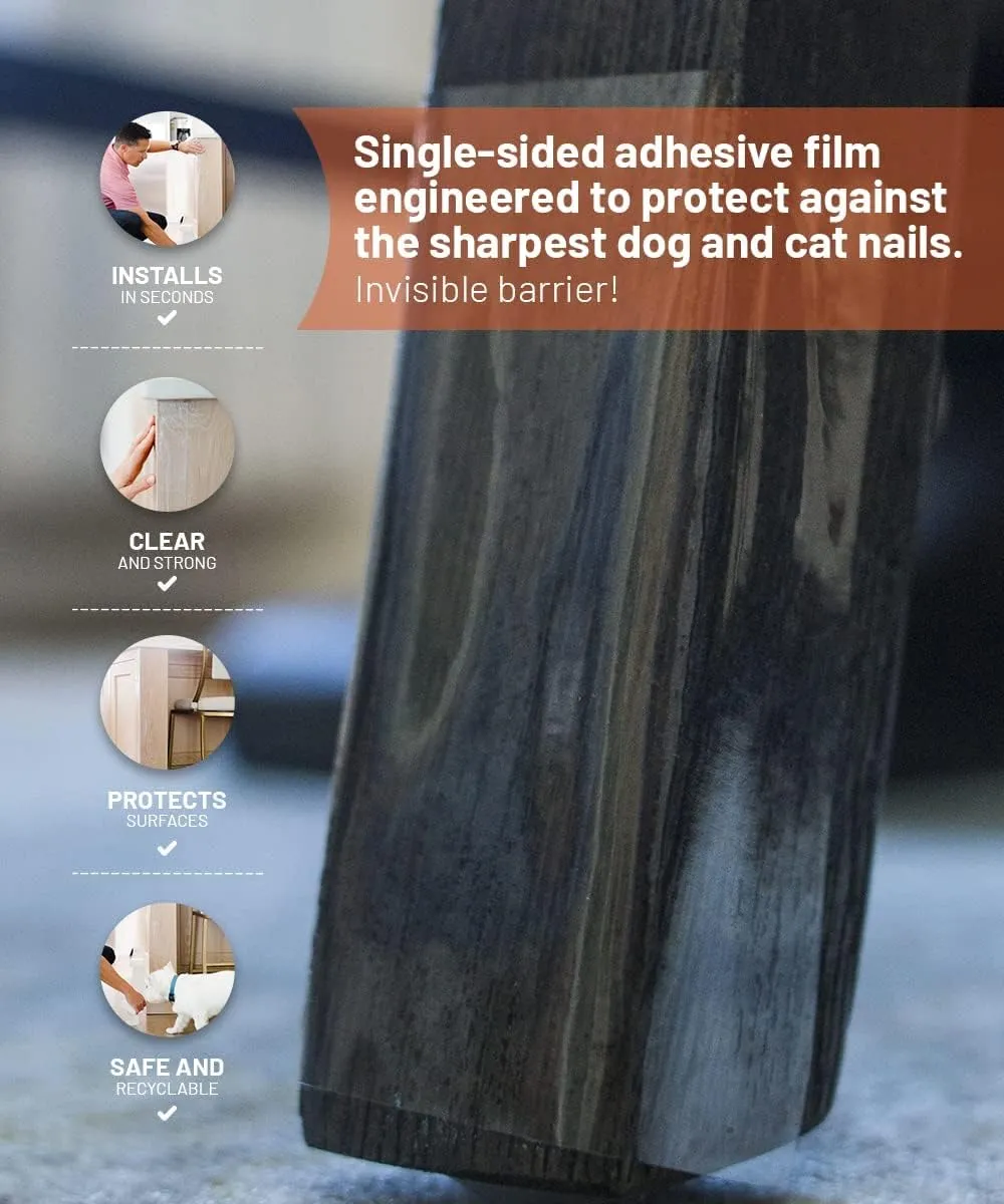 CLAWGUARD Protection Tape - Durable Single-Sided Shield Protection Barrier Against Cat, Dog, Bird, Rabbit Scratching and Clawing Furniture, Couch, Window Sill, Car Door, Glass and More! 4in x 10'