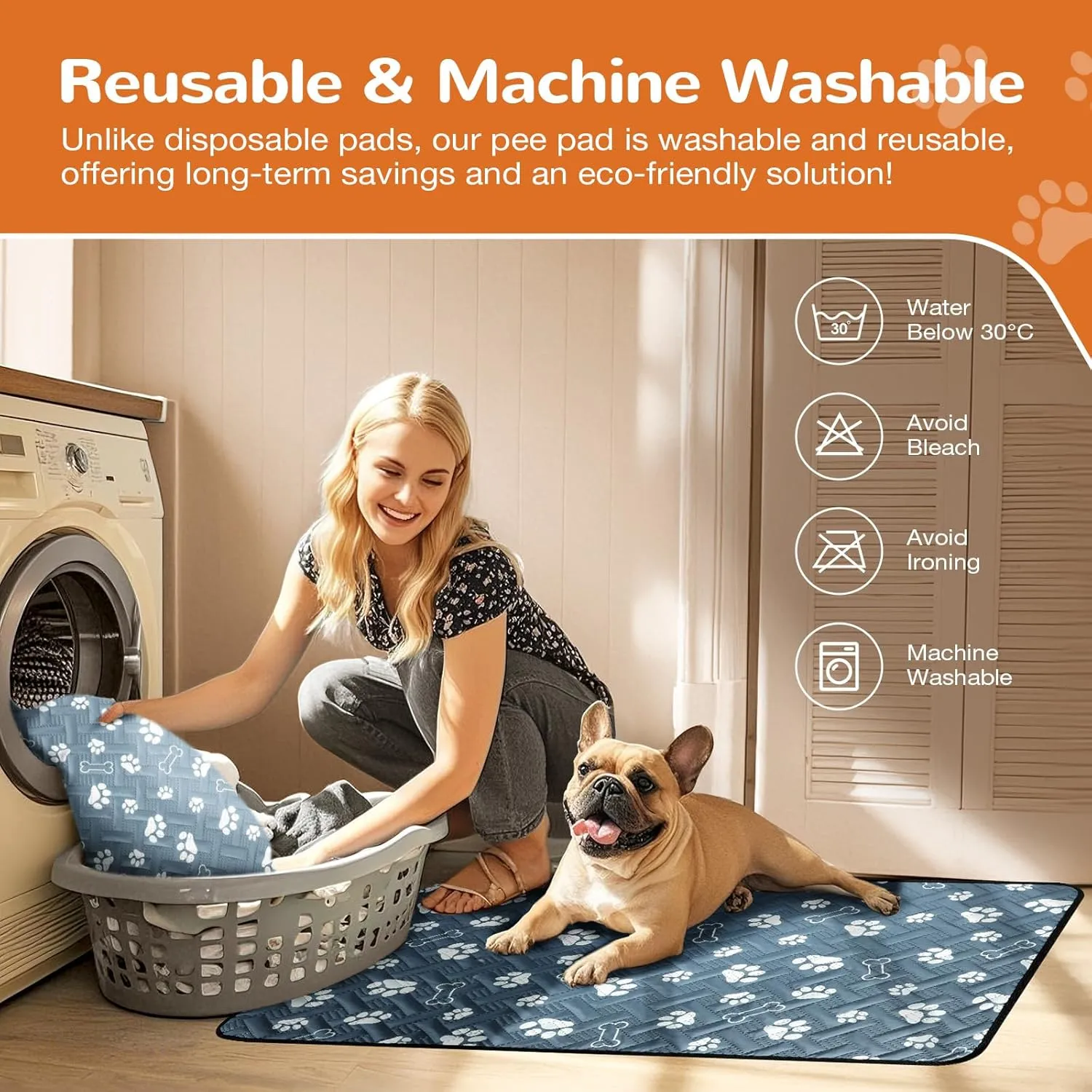 Crate Pads for Dog Cages - 100% Leak Proof Waterproof Dog Bed Mat for Sleeping with Anti-Slip Bottom, Washable Kennel Pad for Small Dogs Breeds (24" X 18")