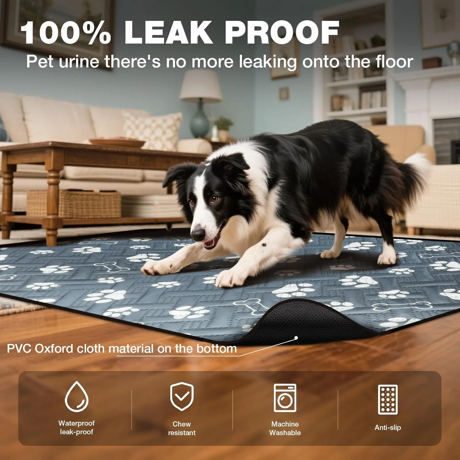 Crate Pads for Dog Cages - 100% Leak Proof Waterproof Dog Bed Mat for Sleeping with Anti-Slip Bottom, Washable Kennel Pad for Small Dogs Breeds (24" X 18")