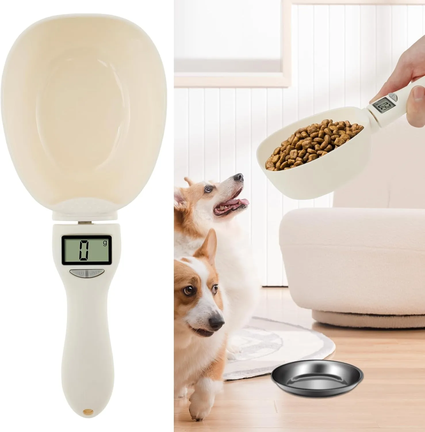 Digital Measuring Spoon, 4 in 1 Electronic Measuring Spoon with LED Display and Removable Handle, Baking Cooking food scale, 800g/0.1g High Precision Kitchens Weighing Scale for Pets (Style 1)