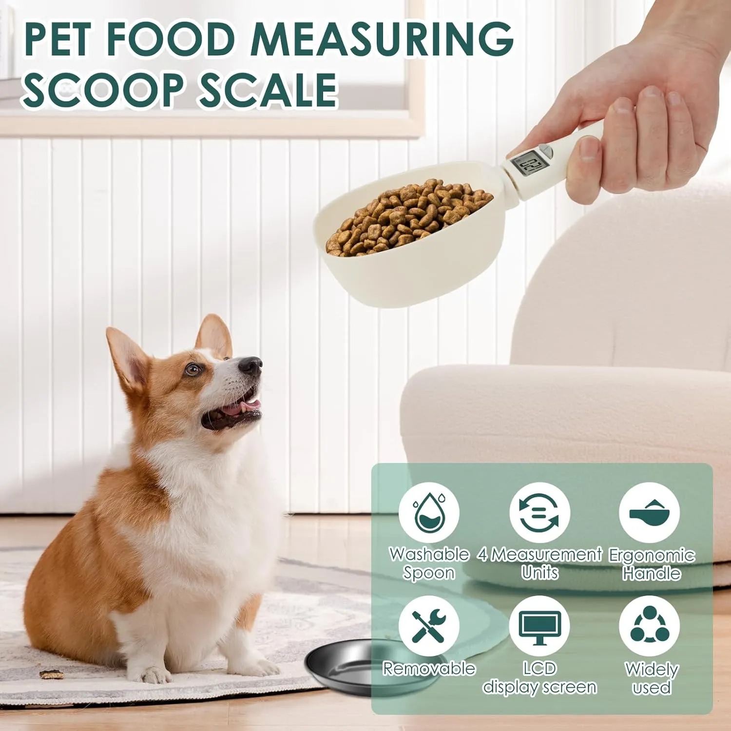 Digital Measuring Spoon, 4 in 1 Electronic Measuring Spoon with LED Display and Removable Handle, Baking Cooking food scale, 800g/0.1g High Precision Kitchens Weighing Scale for Pets (Style 1)