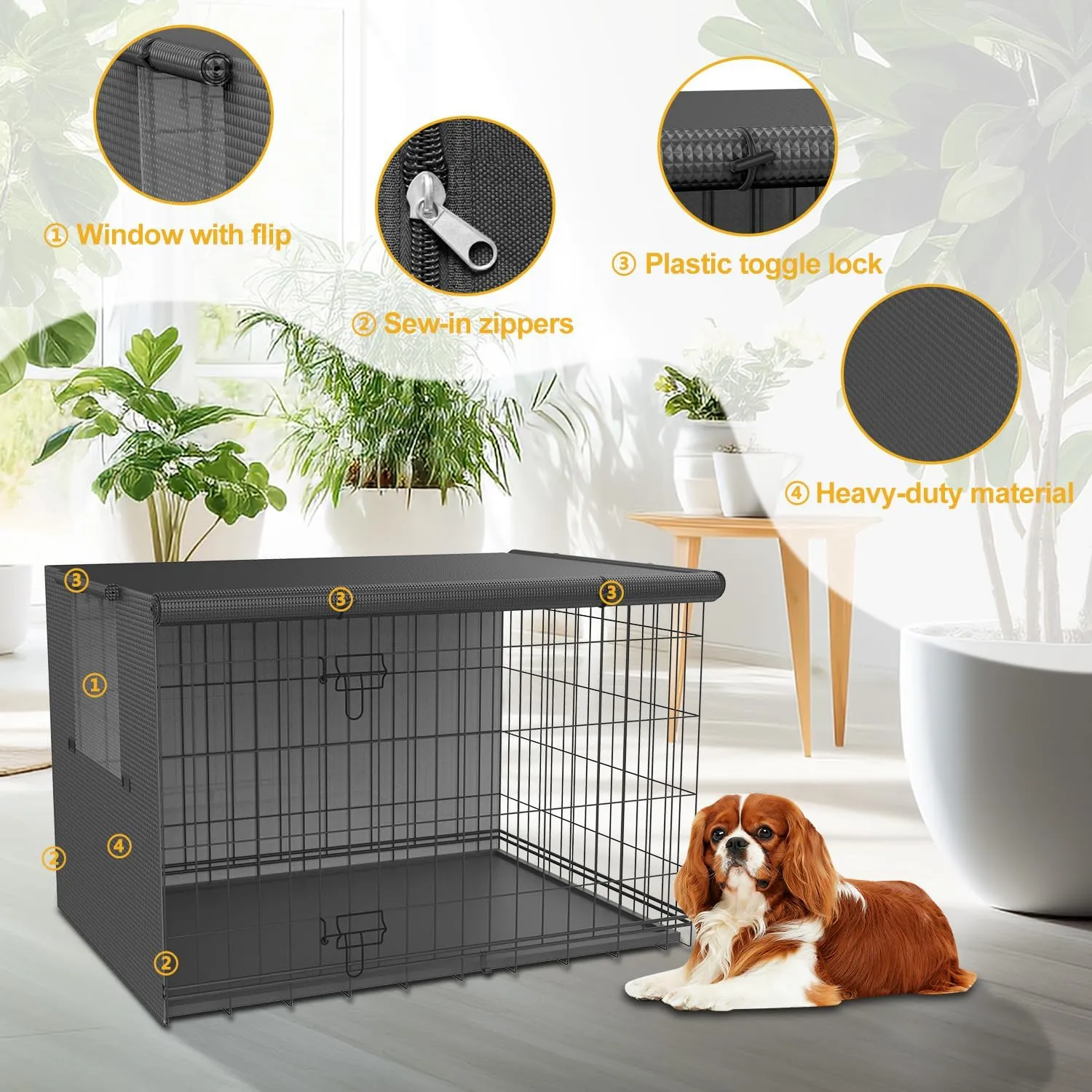 Dog Crate Cover-Double Door,Dog Kennel Cover,Crate Covers for Dog Cages-24 30 36 42 48 inches- Heavy Duty Polyester Pet Kennel Cover Universal Fit for Wire Dog Crate (42.0" L x 28.0" W x 30.0" H)