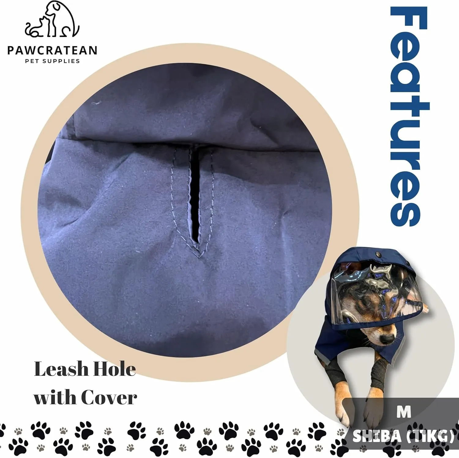 Dog Raincoat, Water Resistant, Adjustable, Cool Design (Dark Blue, X-Small)