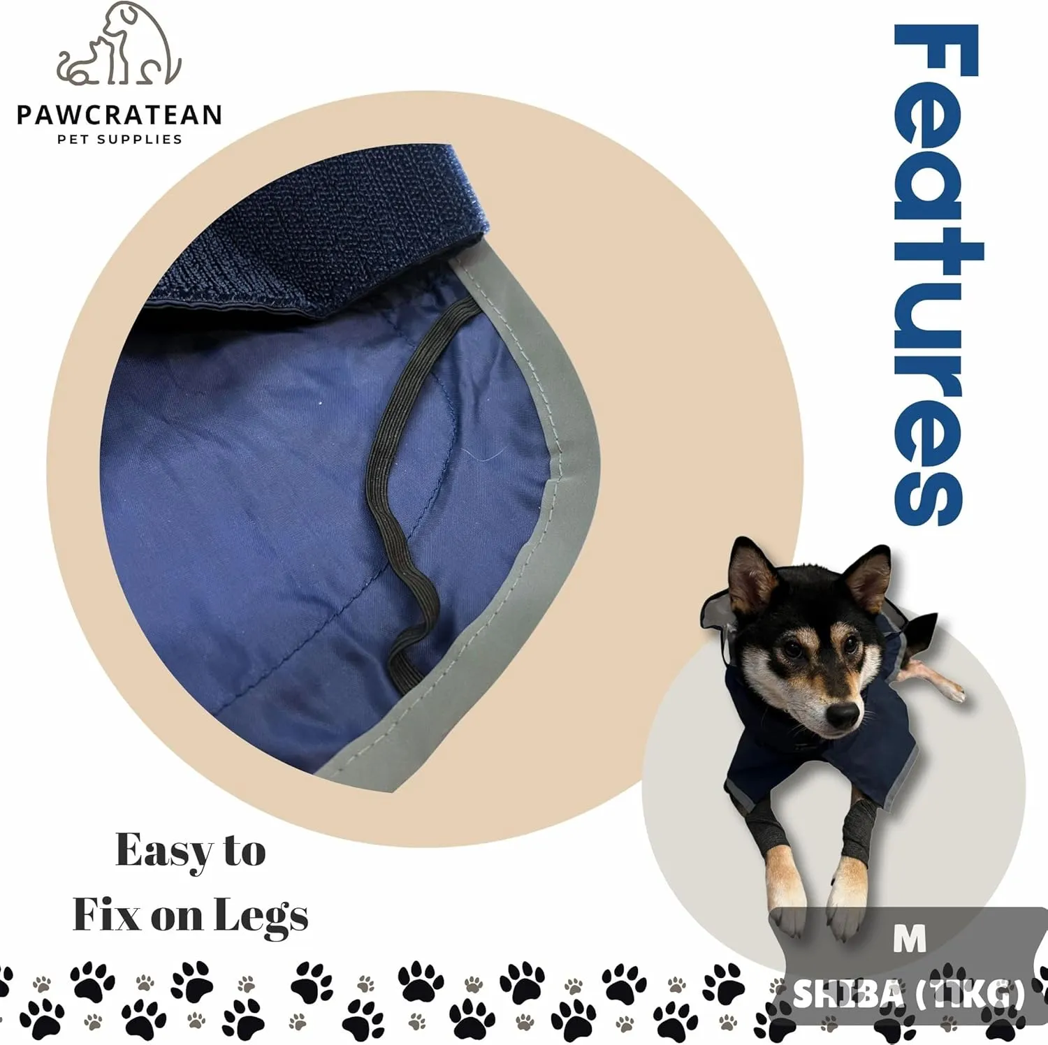 Dog Raincoat, Water Resistant, Adjustable, Cool Design (Dark Blue, X-Small)