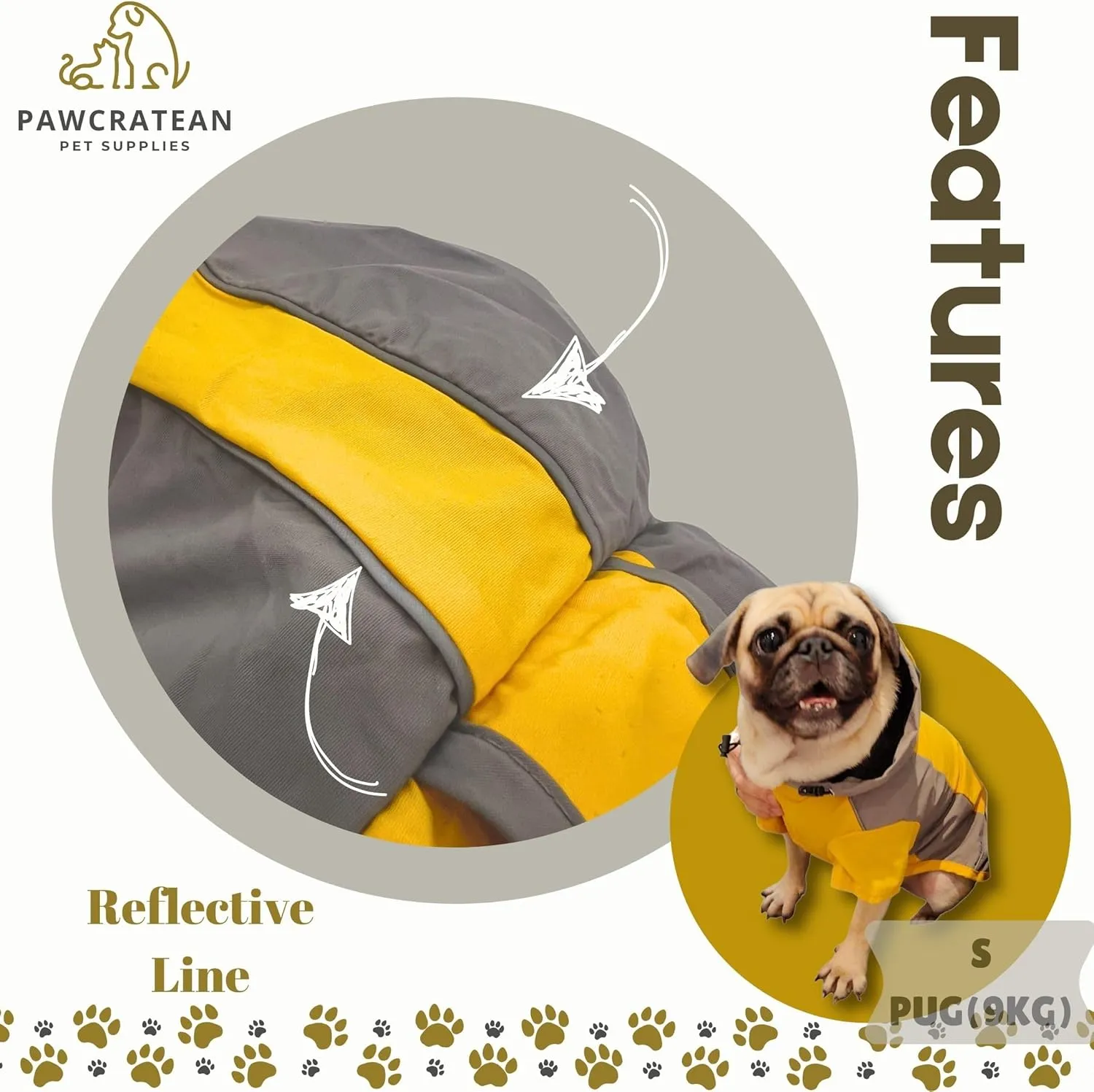 Dog Raincoat, Water Resistant, Adjustable, Cool Design (Yellow, X-Small)