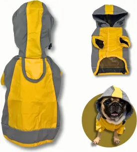 Dog Raincoat, Water Resistant, Adjustable, Cool Design (Yellow, X-Small)