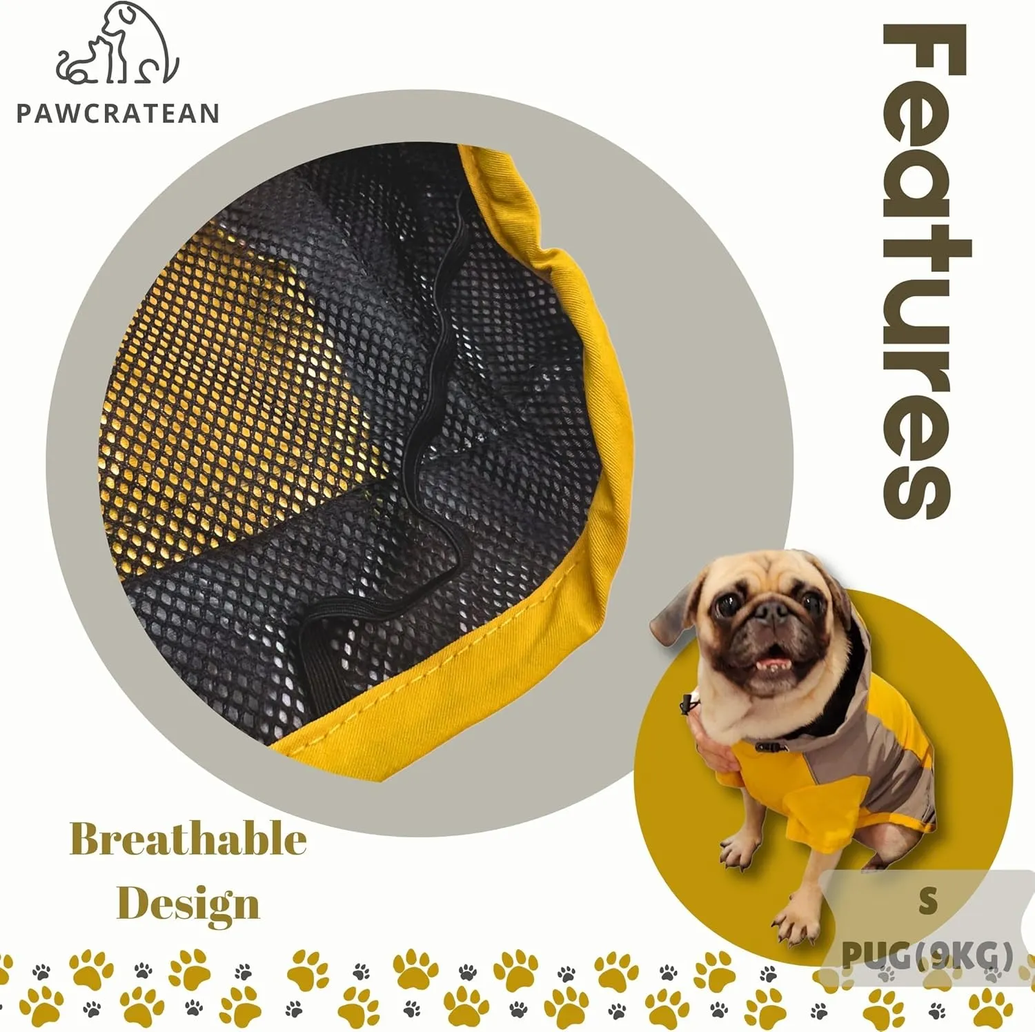 Dog Raincoat, Water Resistant, Adjustable, Cool Design (Yellow, X-Small)