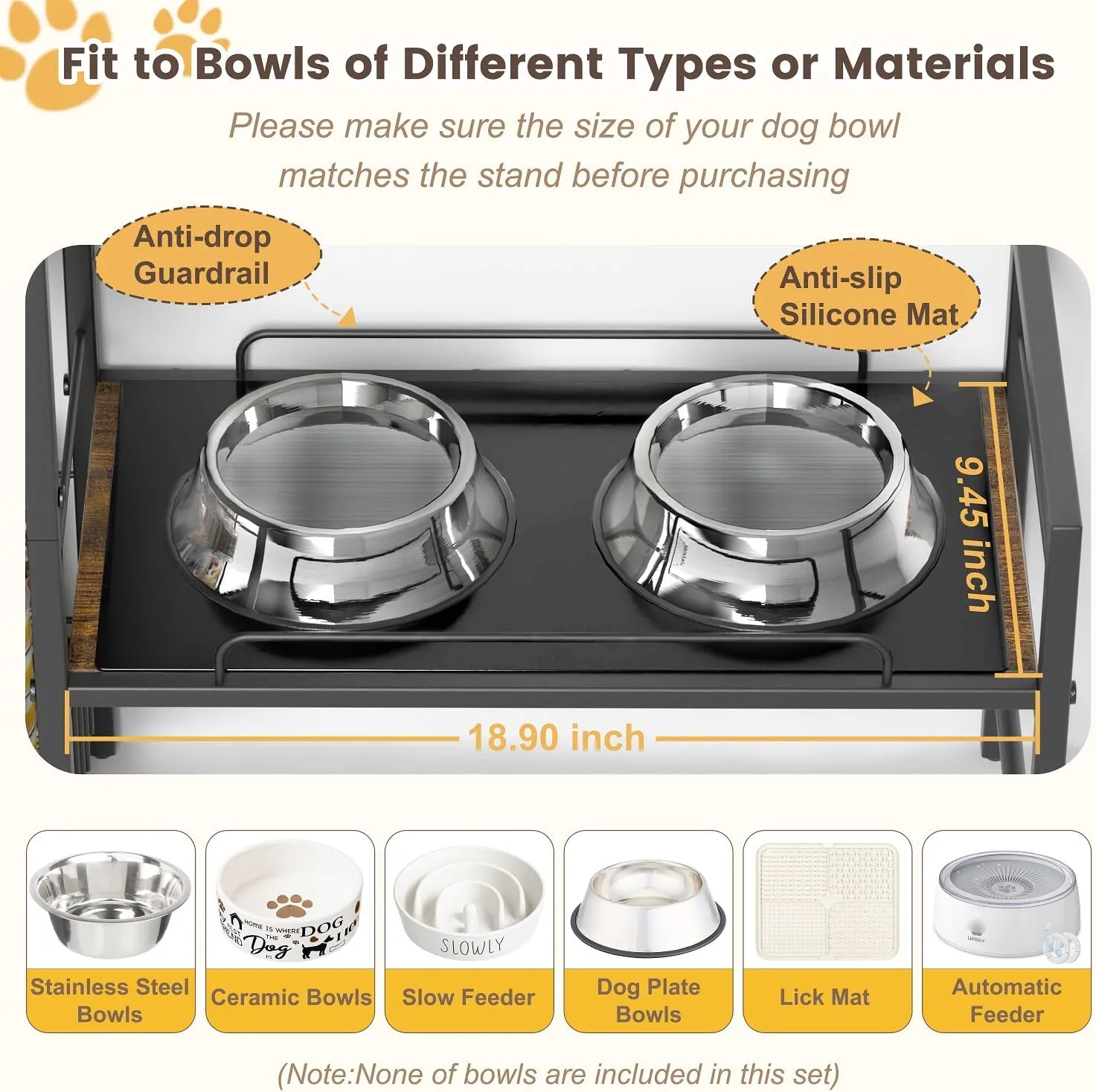 Elevated Dog Bowl Stand with 2 Feeding Stations, Adjustable Raised Feeding Station Cabinet with Toy Bin Basket, Lifted Food and Water Bowl Holder, Pet Storage Organizer for Large Medium Small Dogs