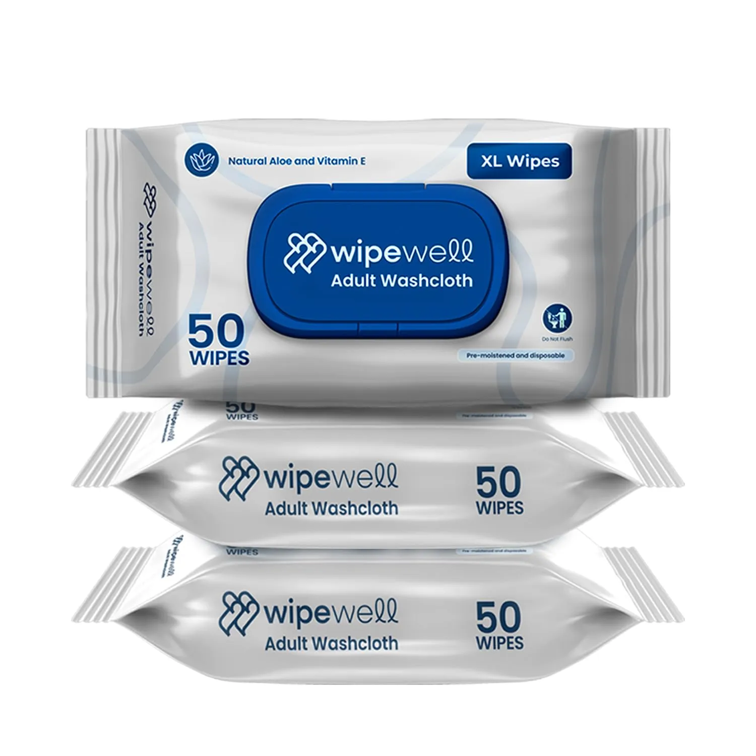 Extra Large Adult Wipes for Incontinence  Disposable Adult Washcloths with Aloe & Vitamin E  Premium Washcloth, Soft, Durable Cleansing Wipes for Adults  3 Pack (150 ct)