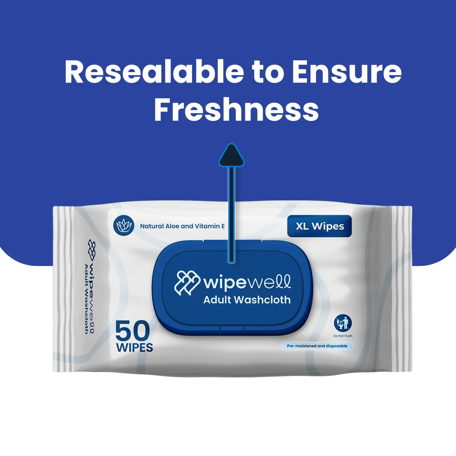 Extra Large Adult Wipes for Incontinence  Disposable Adult Washcloths with Aloe & Vitamin E  Premium Washcloth, Soft, Durable Cleansing Wipes for Adults  3 Pack (150 ct)