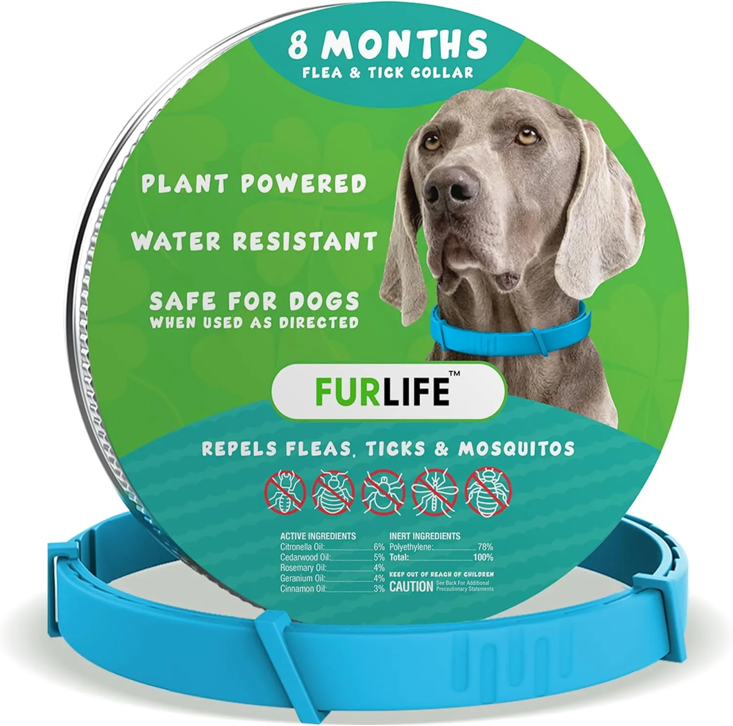 FurLife Flea and Tick Collar for Dogs  Waterproof Blue Dog Collar, Pet Supplies for Tick and Flea Prevention for Dogs, Safe for All Breeds
