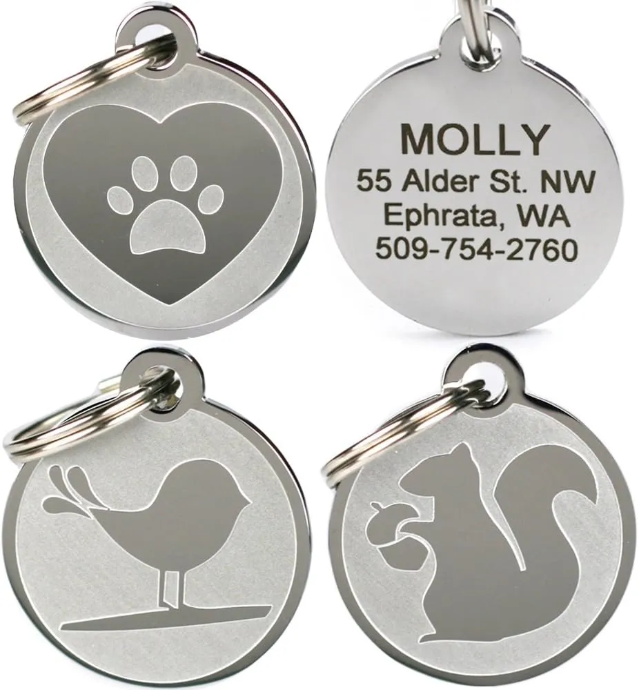 GoTags Dog ID Tags, Fun Playful Designs, Personalized Engraved Stainless-Steel Dog & Cat Pet Tags.