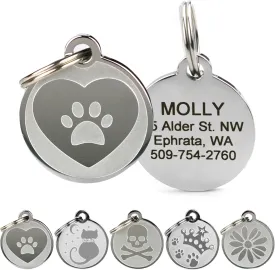 GoTags Playful, Custom Engraved Pet ID Tags, Solid Stainless Steel, Personalized Dog and Cat Pet ID with up to 4 Lines of Text, Cute, Durable and Long-Lasting