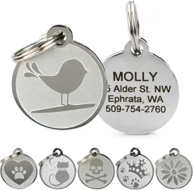 GoTags Playful, Custom Engraved Pet ID Tags, Solid Stainless Steel, Personalized Dog and Cat Pet ID with up to 4 Lines of Text, Cute, Durable and Long-Lasting