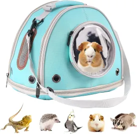 Guinea Pig Carrier Travel Cage, Portable Reptile Carrier Bag for Two (2) Guinea Pig, Bearded Dragon Lizard Carrier Cage for Small Animals Hamster Hedgehog Bird Bunny Kitten (Green, Typical Oxford)