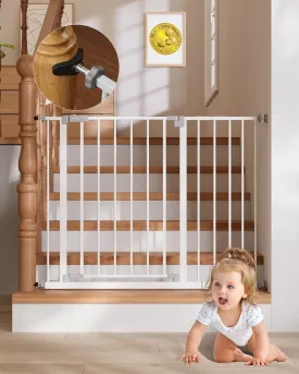 InnoTruth 28.9-42.1" Baby Gate for Stairs & Doorways, 30" Tall, Extra-Wide Dog Gate with 2-Way Swing, Easy Walk-Through & Dual Lock, Pressure Mount Child Safety Gate for Indoor Use  White