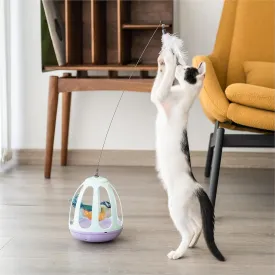 Interactive Automatic Cat Wand Toy - Kitten Feather Toys for Bored Indoor Adult Cats with Simulated Chirping Bird in CageUpgraded Pet Supplies Kittens Boredom Self Play Chase Exercise, Rechargeable
