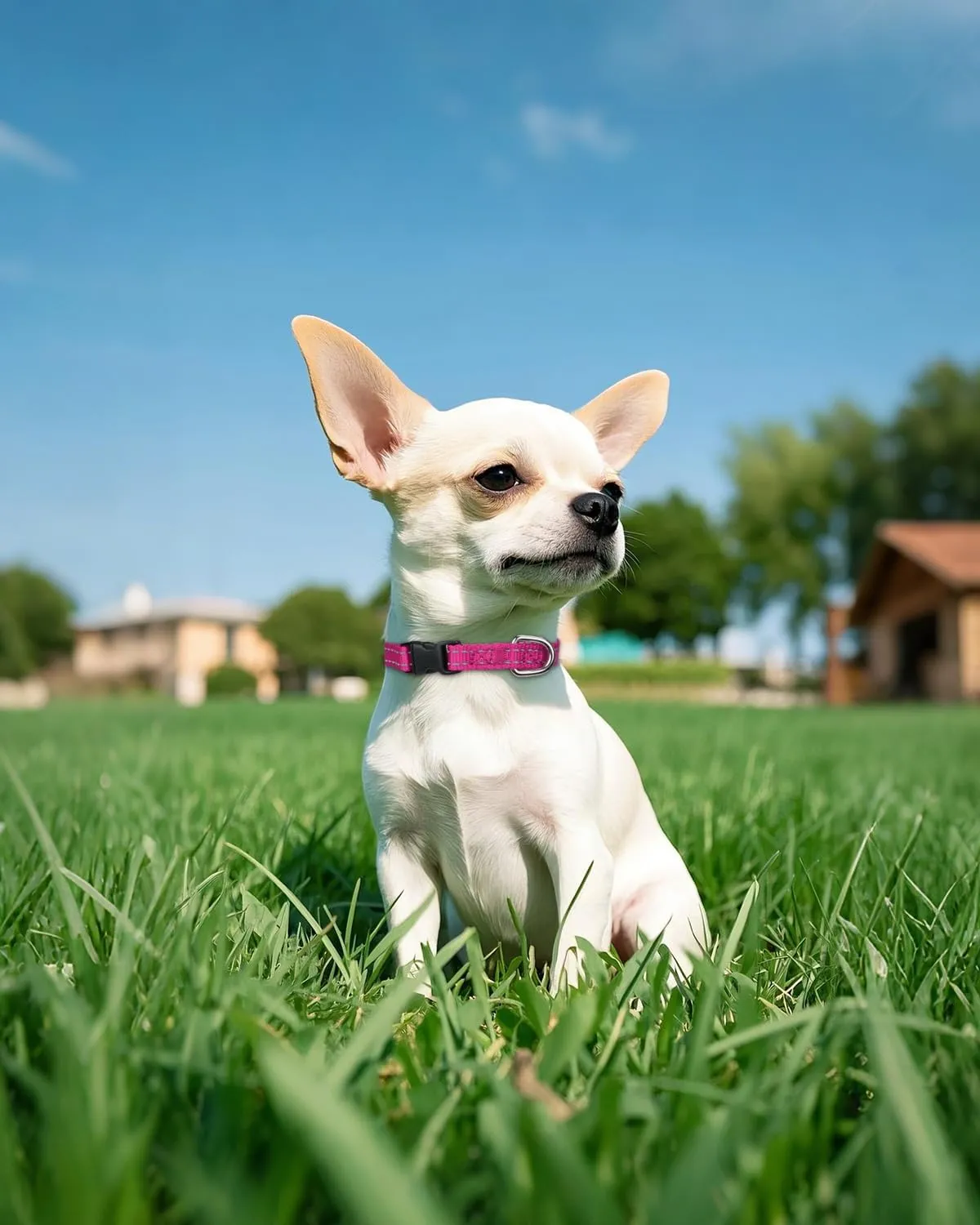 Joytale Small Dog Collar, Reflective and Adjustable Nylon Collar with Quick-Release Buckle, Lightweight No-Choke Design for Puppy and Extra Small Dogs, Hotpink, XS