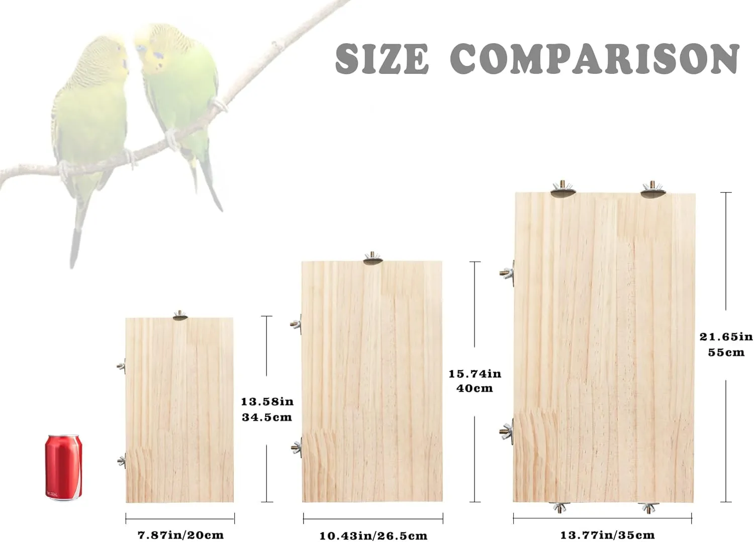 Large Bird Perch, Wooden Platform, Bird Playground, Parakeet Shelf Stand Platform, Bird Perches for Cage, Cage Accessories for Parrots, Rats, Chinchillas, Hamsters, Squirrels, Sugar Gliders
