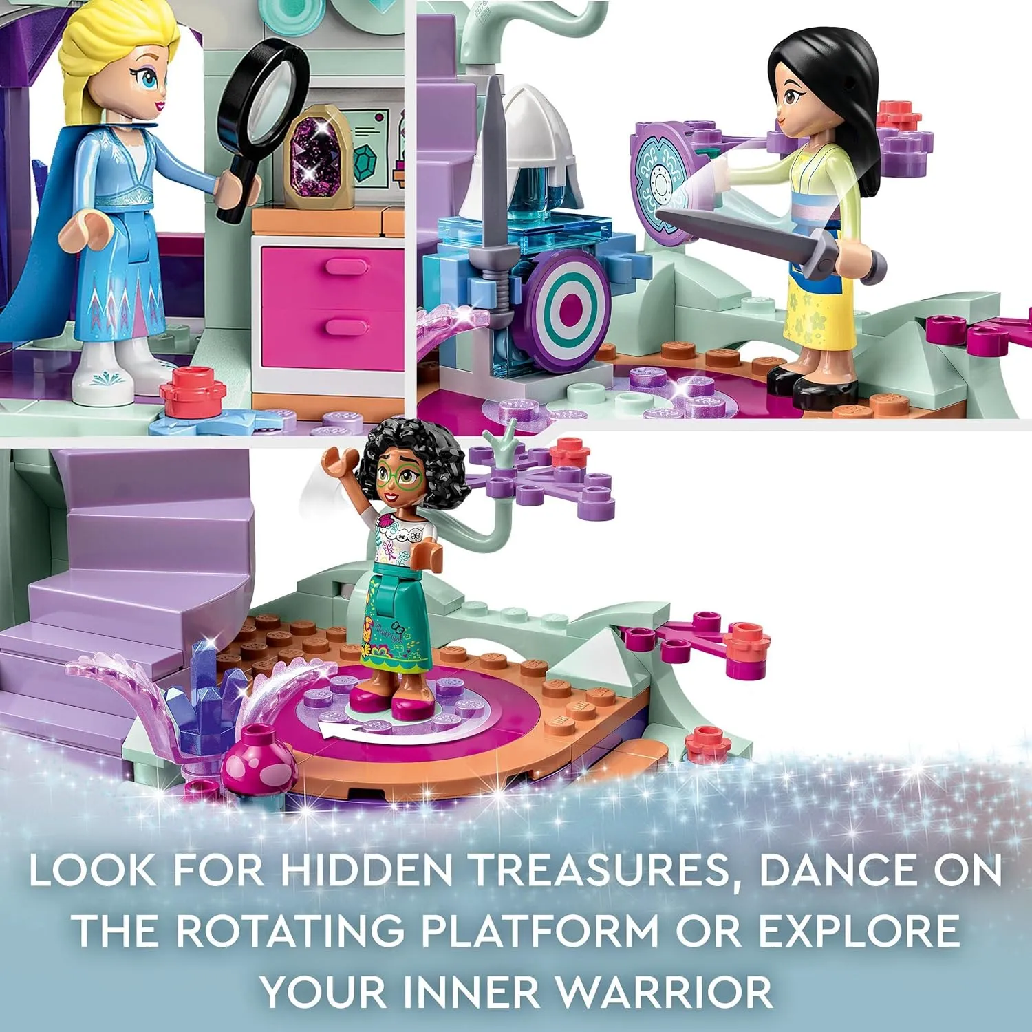 LEGO Disney The Enchanted Treehouse (Set 43215) – 13 Mini-Doll Figures Including Princess Jasmine, Elsa, Anna & Moana, 2-Level Buildable Toy, Gift for Kids 7 , Disney 100 Set