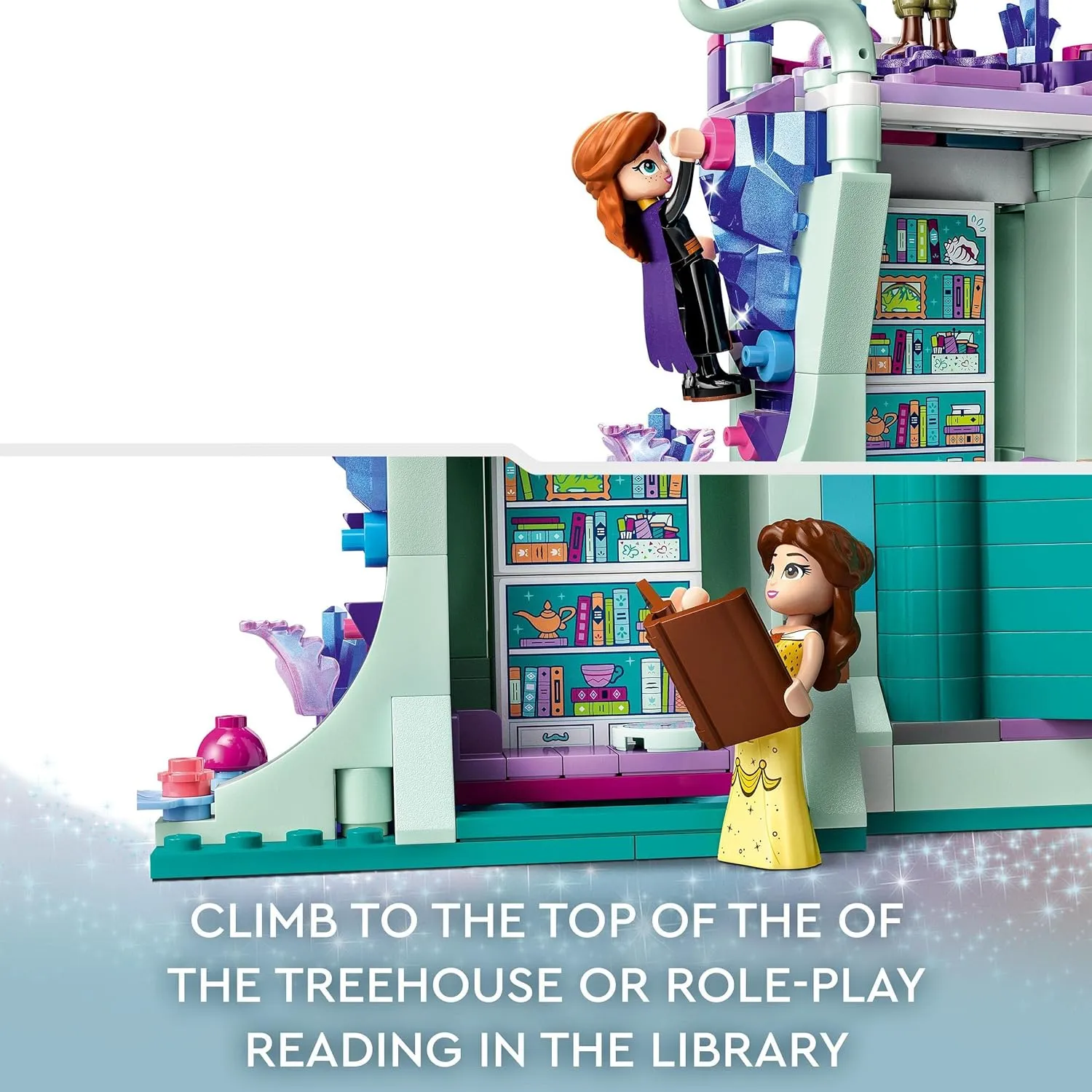 LEGO Disney The Enchanted Treehouse (Set 43215) – 13 Mini-Doll Figures Including Princess Jasmine, Elsa, Anna & Moana, 2-Level Buildable Toy, Gift for Kids 7 , Disney 100 Set