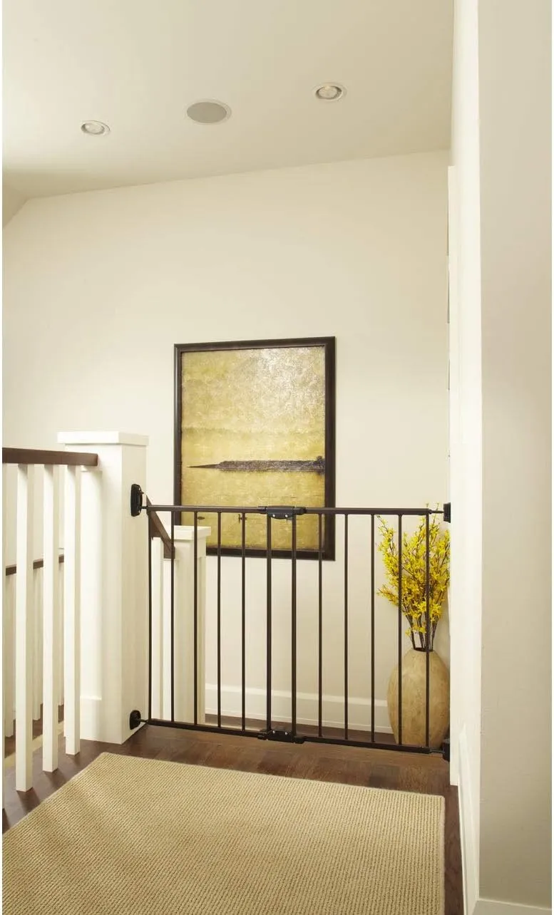 North States MyPet Windsor Walk Thru Pet Gate: 28.68" - 47.85" Wide Dog Gate. Hardware Mount, Dog Gates for the house, Cat Gate for Doorway. 31" Tall, Matte Bronze
