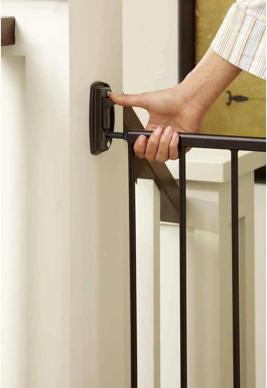 North States MyPet Windsor Walk Thru Pet Gate: 28.68" - 47.85" Wide Dog Gate. Hardware Mount, Dog Gates for the house, Cat Gate for Doorway. 31" Tall, Matte Bronze