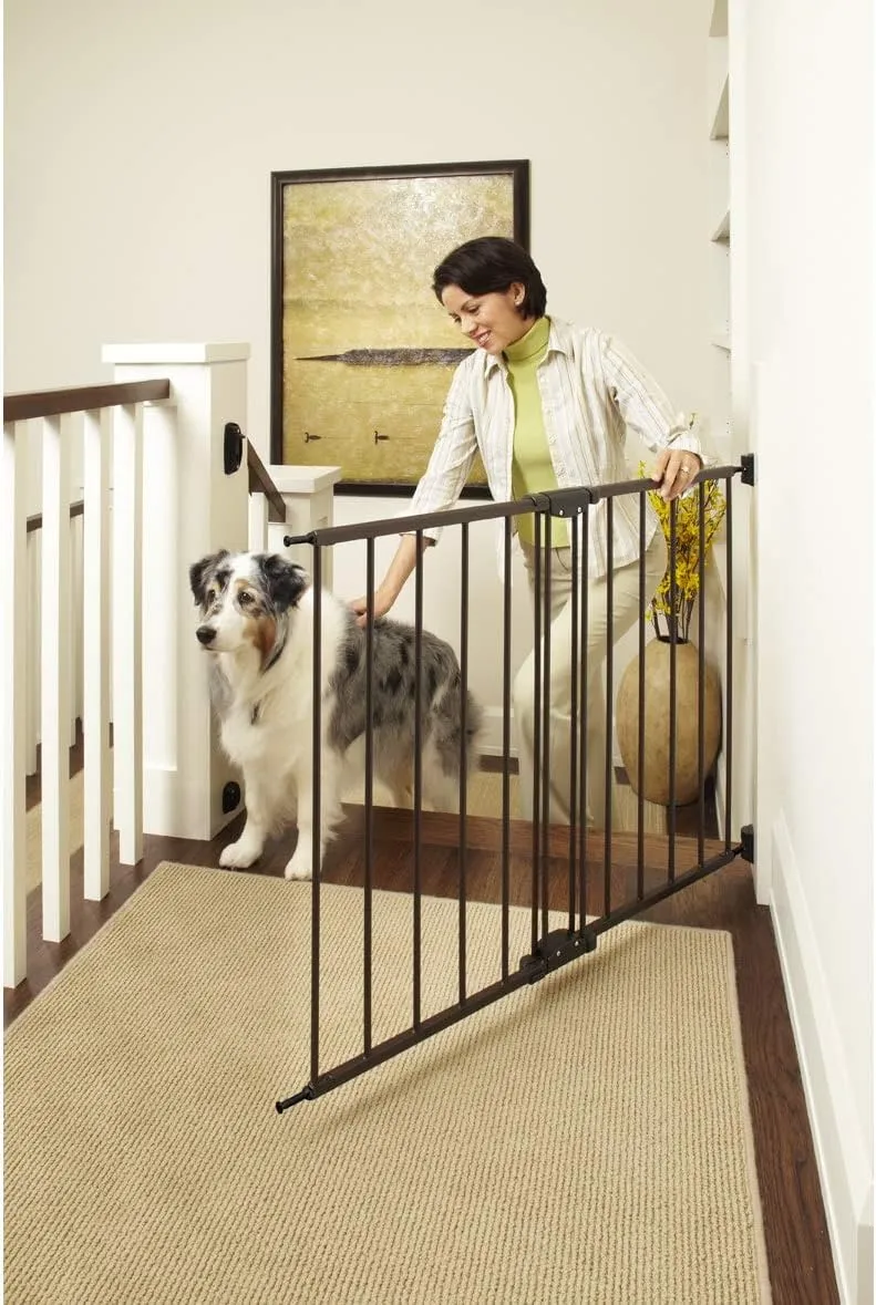 North States MyPet Windsor Walk Thru Pet Gate: 28.68" - 47.85" Wide Dog Gate. Hardware Mount, Dog Gates for the house, Cat Gate for Doorway. 31" Tall, Matte Bronze
