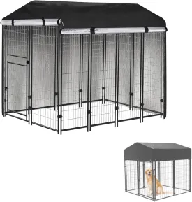 Outdoor Dog Kennel Cover for Large Dogs Pet Pen Full Coverage Waterproof Anti-UV Cover for Dog Kennel Outside-8'x4'x6'FT (C Over Only)